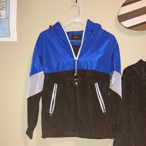 Zaful Blue, Black, and Grey 1/4 zip windbreaker